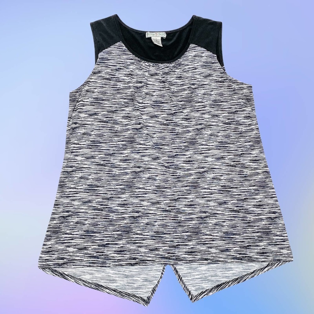 VINTAGE Suzie Black White Heathered Sleeveless Top - Picture 11 of 11